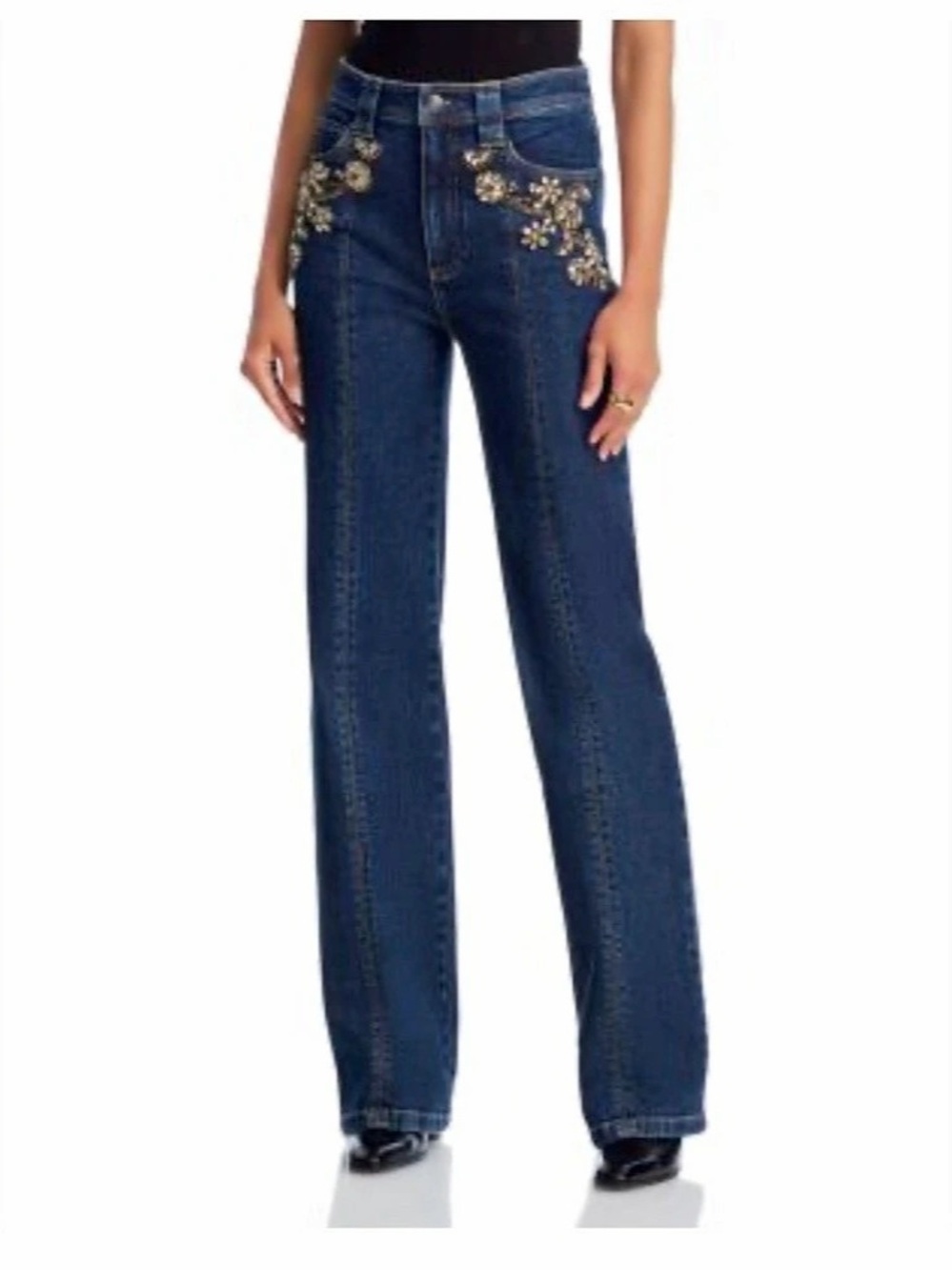 Cinq à Sept Cami Crystal Ivy Embellished Jeans, size 4
